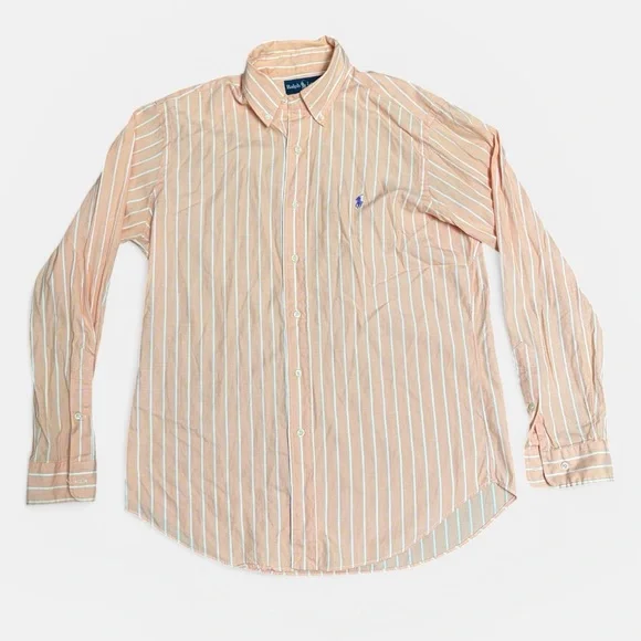 Ralph Lauren Men's Peach Striped Button Down Shirt - Picture 5 of 7